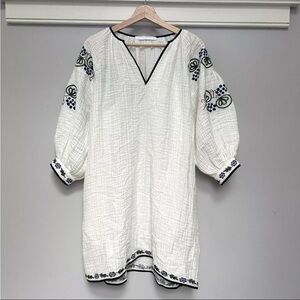 Anthropologie Love‎ Binetti Mini Tent Dress Oversized Searsucker Balloon Sleeves